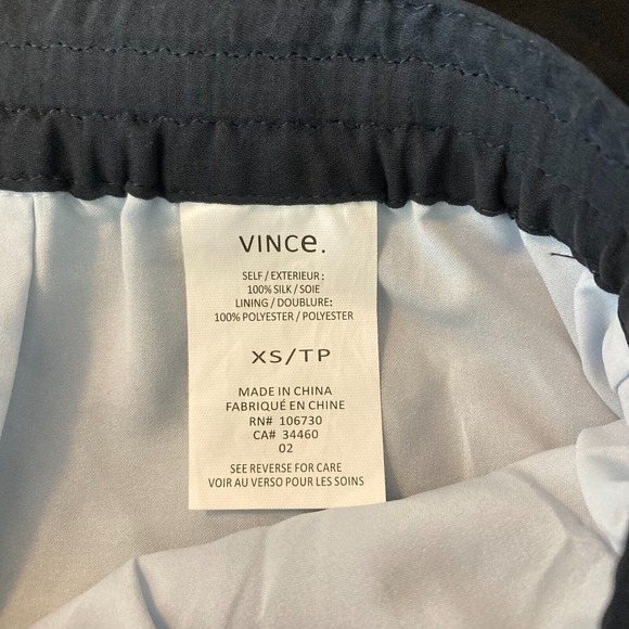 Vince Skirt Womens Sz XS Blue Striped Silk Drawstring A Line Mini - Picture 4 of 8